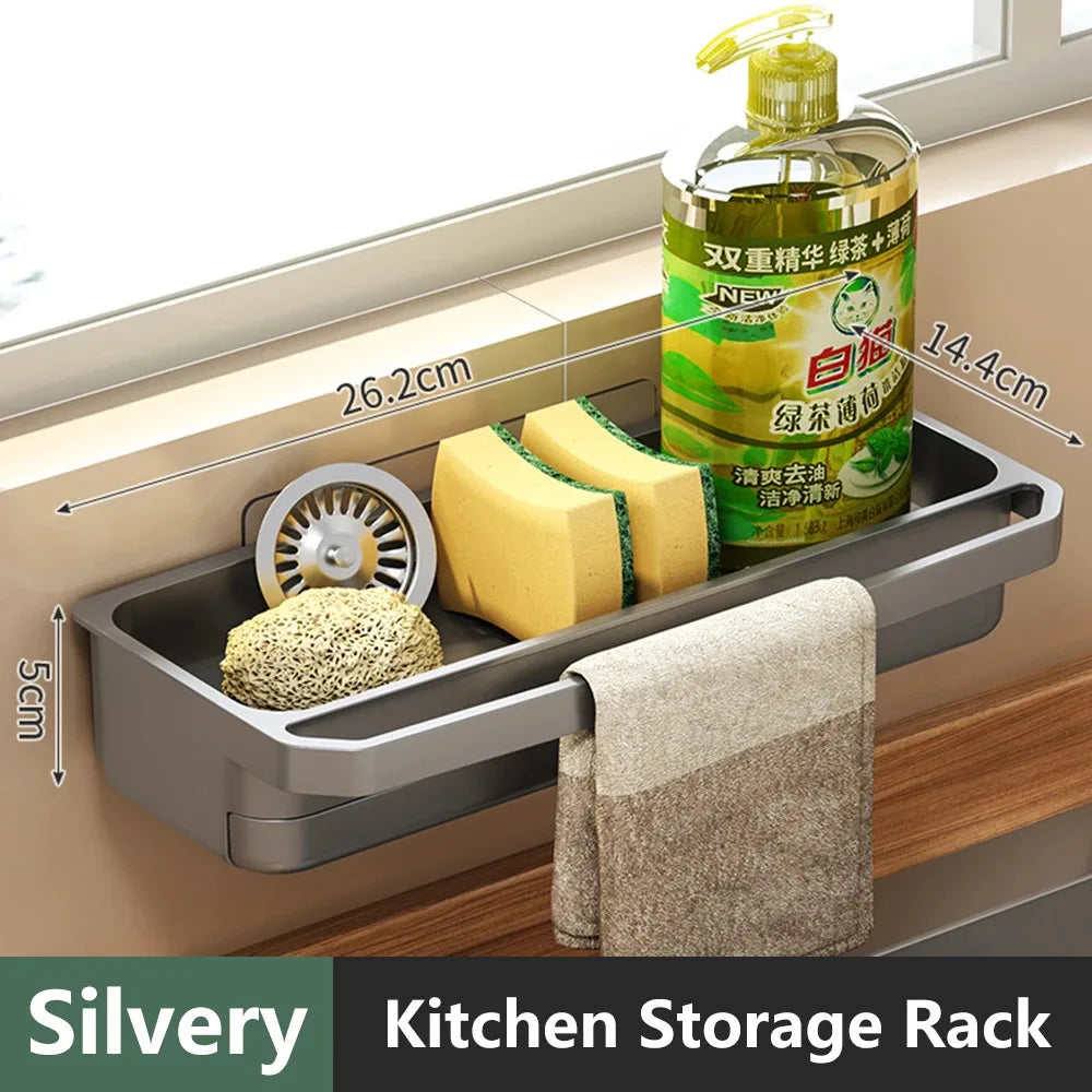 Organizador de fregadero de cocina, escurridor, estante autodrenante, soporte de esponja, grifo de paños de cocina, almacenamiento, escurridor de jabón, accesorios de cocina