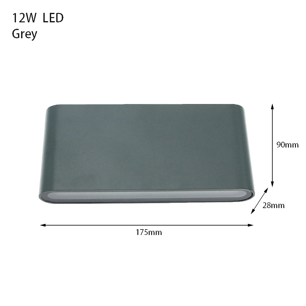 Lámpara LED de pared impermeable para exteriores, 6W, 12W, 24W, dormitorio, sala de estar, balcón, lámpara de pared Exterior de aluminio, accesorios de aplique