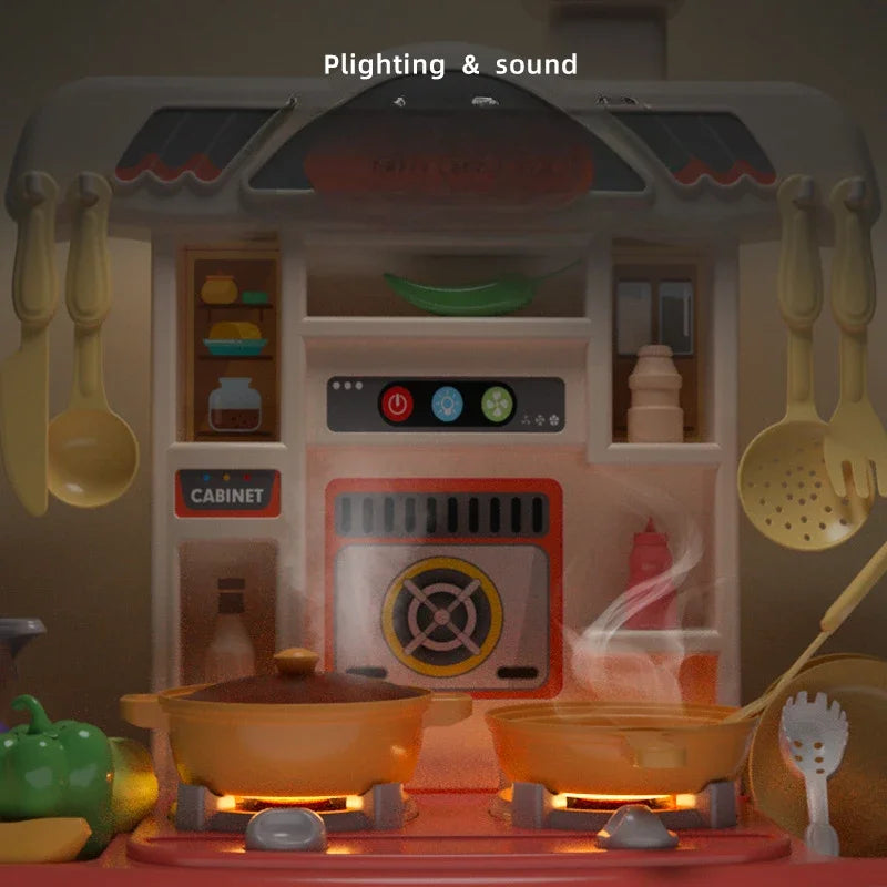 Juguete de Cocina de Simulación para Niños, Mesa de Cocina con Sonido, Utensilios de Cocina para Niñas, Juego de Juguetes Educativos para Cocinar