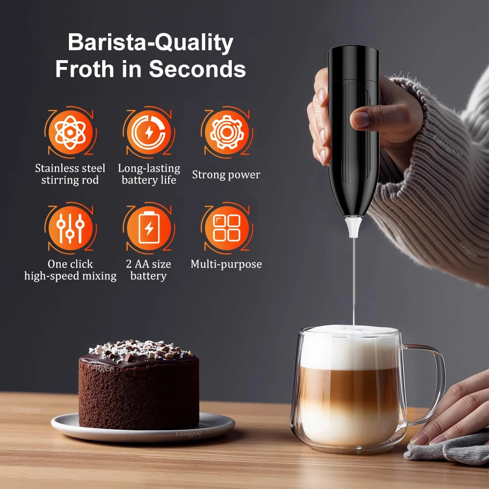 Espumador de Leche Eléctrico, Mini Batidor de Café, Mezclador Manual Inalámbrico para Cappuccino y Latte