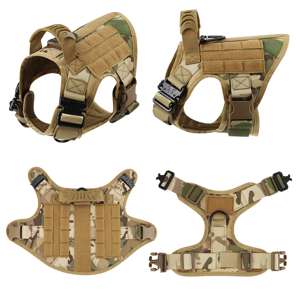 Arnés táctico para perros, conjunto de correa para perros grandes, arneses militares para entrenar, caminar, cazar, chaleco para mascotas, mango sin tirar, Malinois