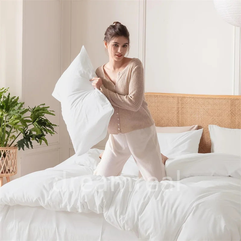 Juego de Ropa de Cama 100% Algodón, Juego de Sábanas de Algodón Lavado de Cuatro Piezas, Juego de Edredón, Funda de Edredón Doble para Parejas