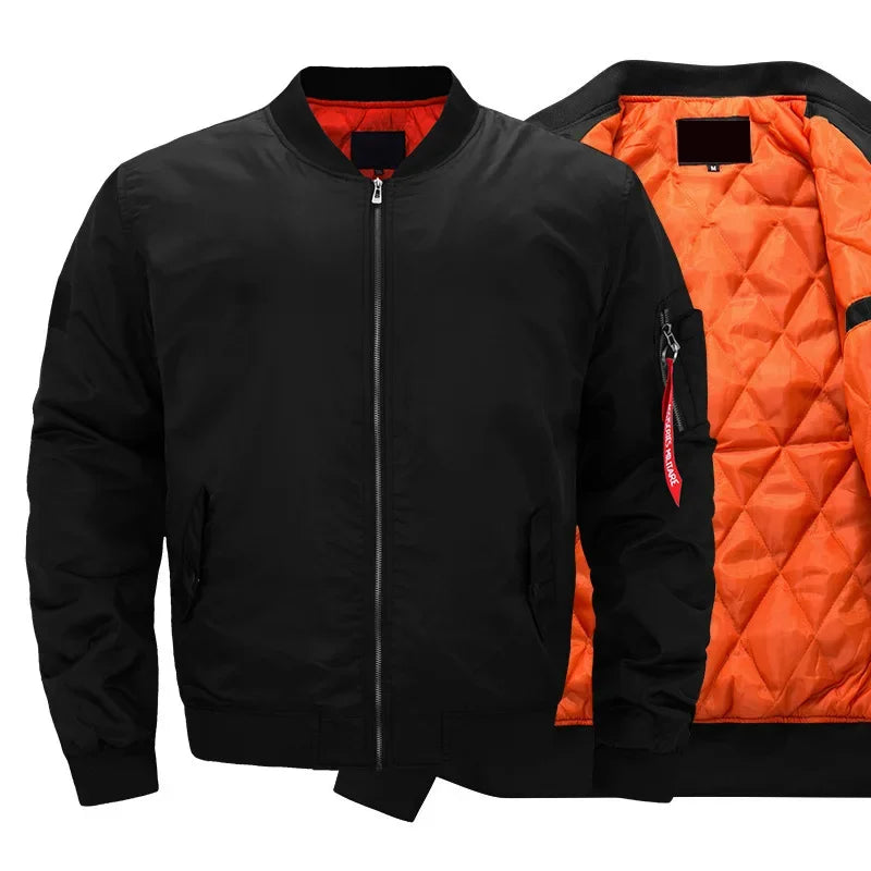 MA-1 chaqueta Bomber de vuelo para hombre, chaquetas informales gruesas y finas con cremallera, abrigo de invierno impermeable para piloto de béisbol, talla grande 8XL