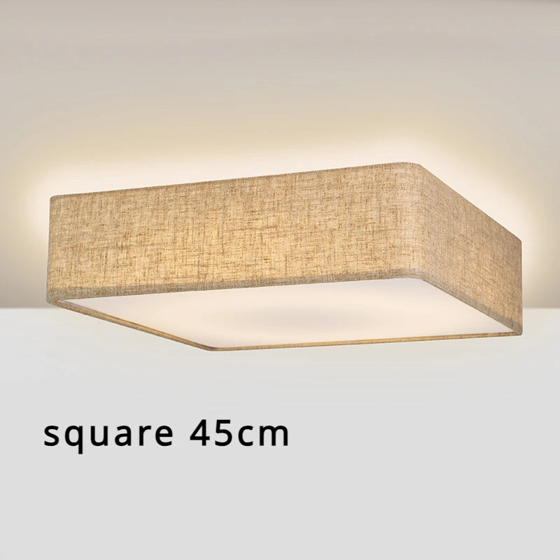 Lámpara de techo LED nórdica para sala de estar, candelabro de lino para dormitorio, cocina, pasillo moderno Simple, decoración de Loft, lámpara redonda