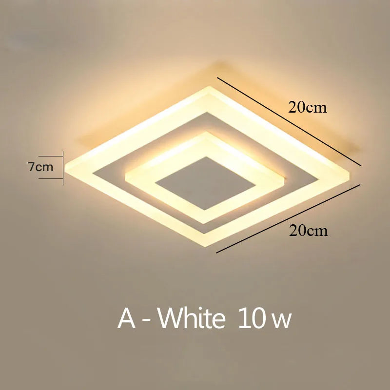 Luz de techo LED moderna para lámparas de pasillo, baño, sala de estar, balcón, iluminación cuadrada redonda, accesorios decorativos para el hogar, envío directo