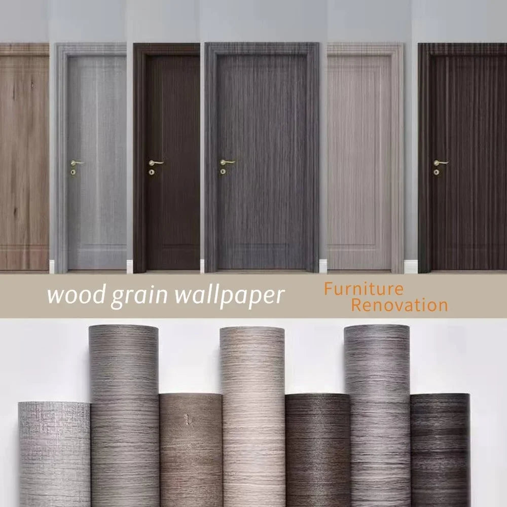 Pegatinas de puerta de grano de madera para armario, mesa, armario, muebles, papel tapiz autoadhesivo de PVC impermeable, decoración del hogar