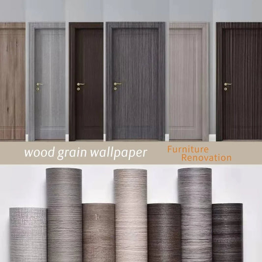 Pegatinas de puerta de grano de madera para armario, mesa, armario, muebles, papel tapiz autoadhesivo de PVC impermeable, decoración del hogar
