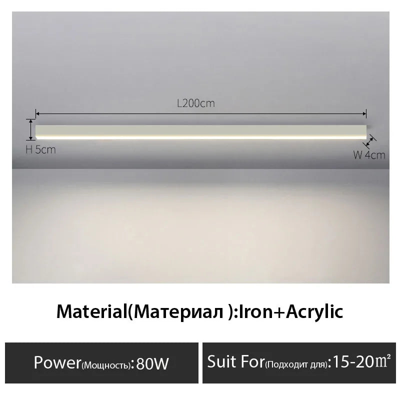 Luces de techo para balcón, lámpara LED de tira larga para pasillo, dormitorio, comedor, sala de estar, guardarropa, lámpara de techo, decoración de cocina de isla