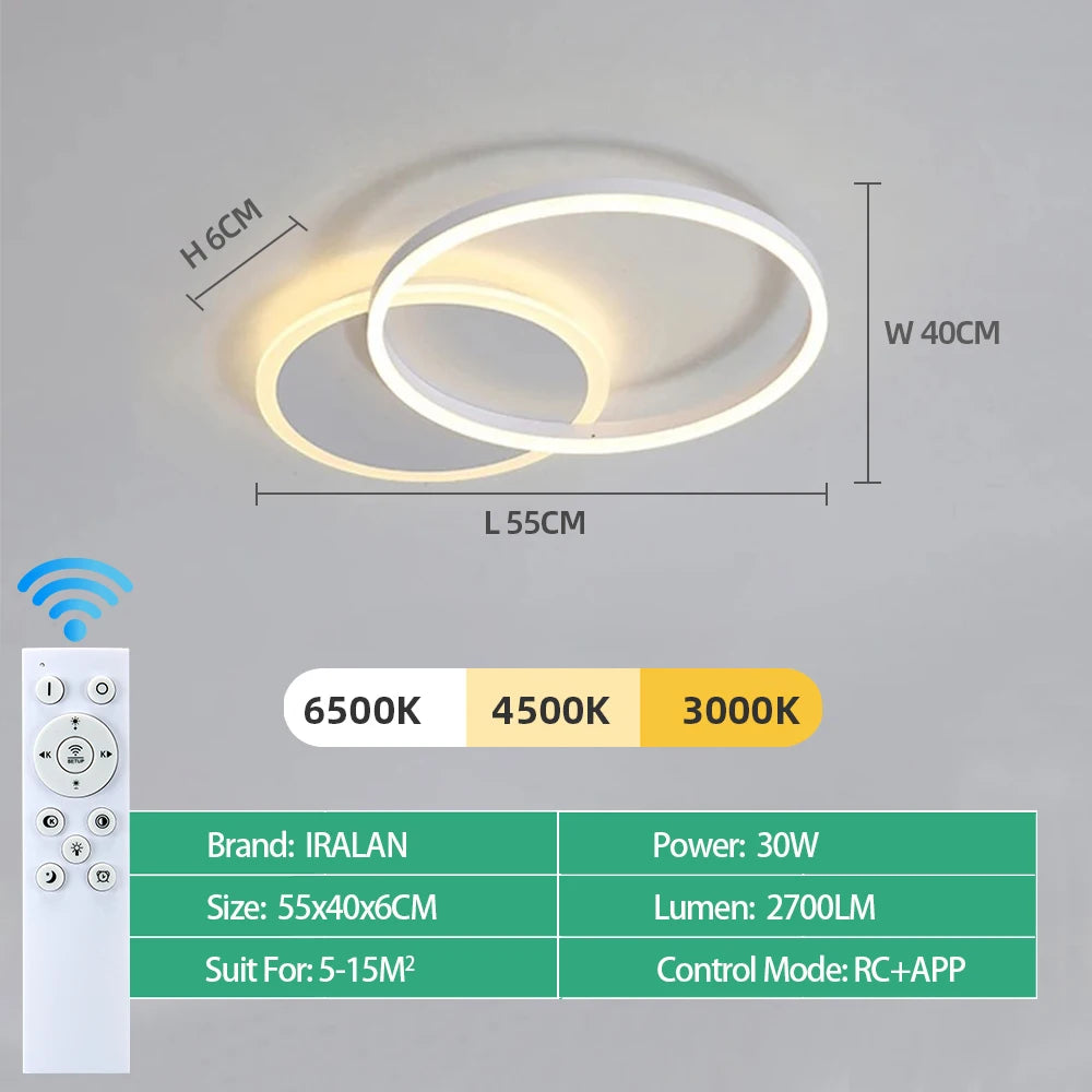 Lámpara de techo LED moderna, iluminación para el hogar, sala de estar, estudio, dormitorio, lámpara de techo regulable, iluminación interior, lámparas de decoración