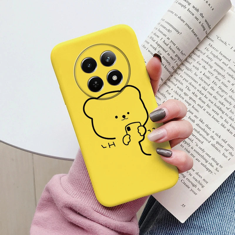 Funda para Realme 12 4G 12 + 13 + Plus 13 Pro + Plus 5G bonita funda trasera con forma de corazón y flor de silicona suave mate Fundas protectoras de dibujos animados