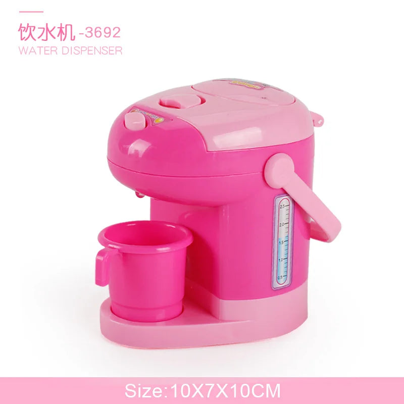 Casa de juegos de cocina simulada para niños, pequeños electrodomésticos, refrigerador, secador de pelo por microondas, máquina de café, hervidor eléctrico de juguete