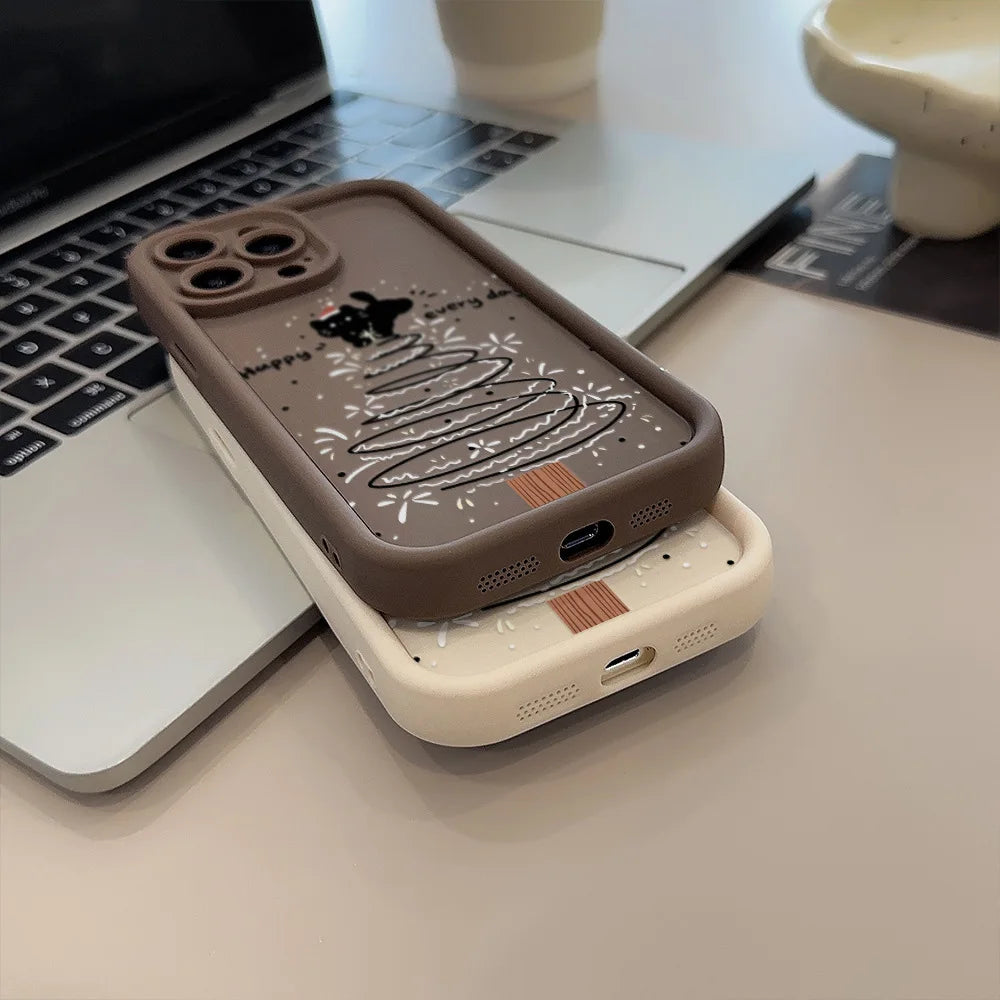 Regalos de Año Nuevo árbol de Navidad gato funda de teléfono para iPhone 13 funda iPhone 15 14 12 11 16 Pro Max XR 7 8 Plus SE 2 cubierta a prueba de golpes