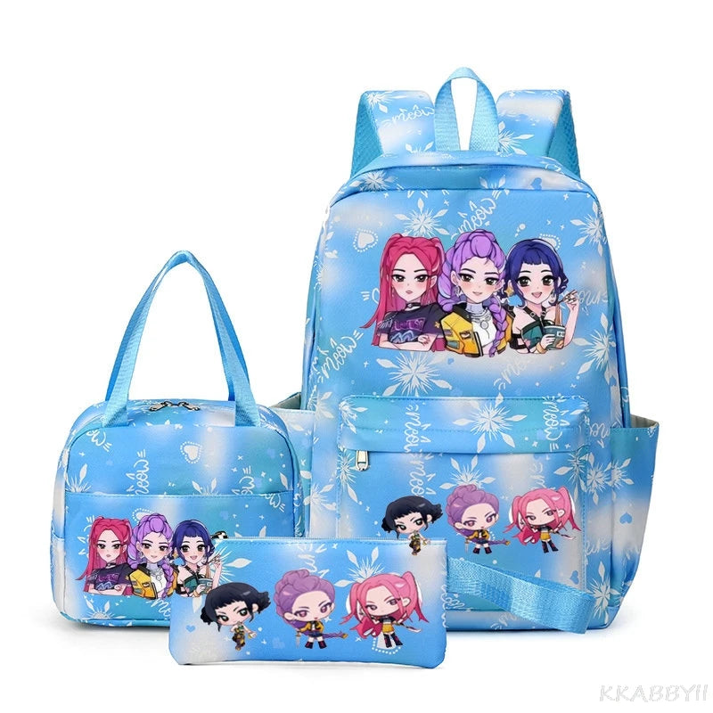 Mochila escolar KPop Demon Hunters, juego de 3 piezas, bolsa de almuerzo, estuche para lápices, regalo de regreso a la escuela para niñas, mochila de ocio, bolsas de viaje para adolescentes