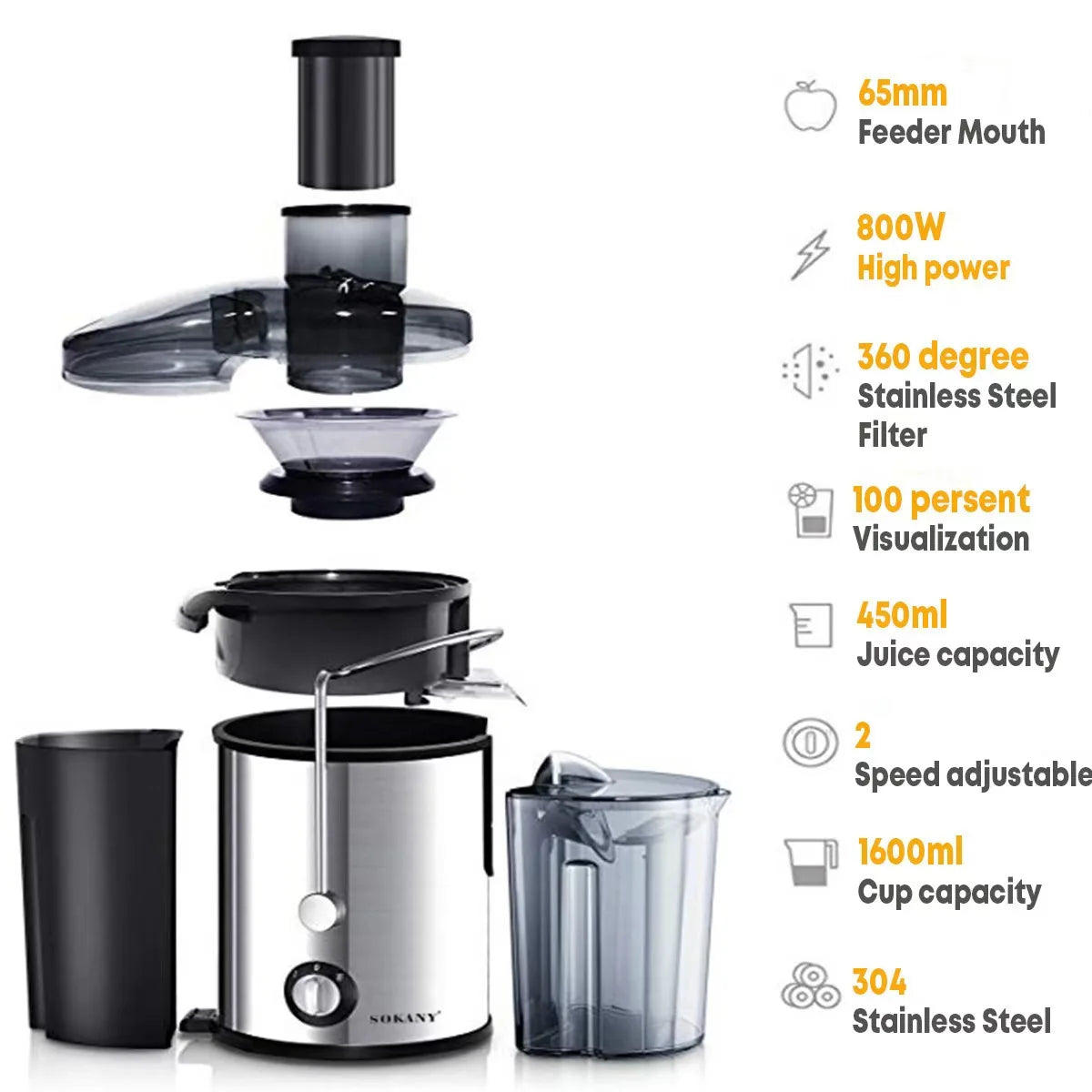 Extractor de jugo, máquinas exprimidoras profesionales, calibre de gran capacidad, separación de escoria, exprimidor eléctrico automático multifunción
