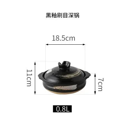 Cazuela de cerámica de estilo japonés, olla pequeña negra, cacerola de arcilla, utensilios de cocina para el hogar, suministros de cocina, olla para sopa, 1 Uds.