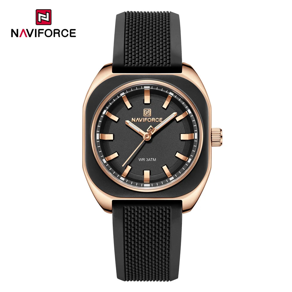 NAVIFORCE, reloj para mujer, marca superior, moda de lujo, reloj de pulsera Original para mujer y niña, pulsera de goma de silicona, reloj informal para mujer 5061
