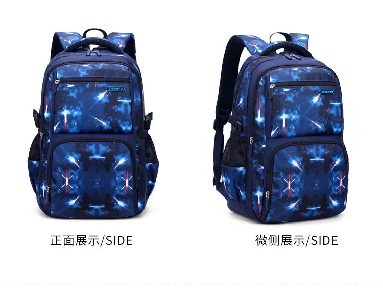 Nuevo conjunto de 3 uds de mochilas para niños, bolso escolar con patrón de cielo estrellado para estudiantes, bolso escolar impermeable con bolsa de almuerzo, estuche para lápices