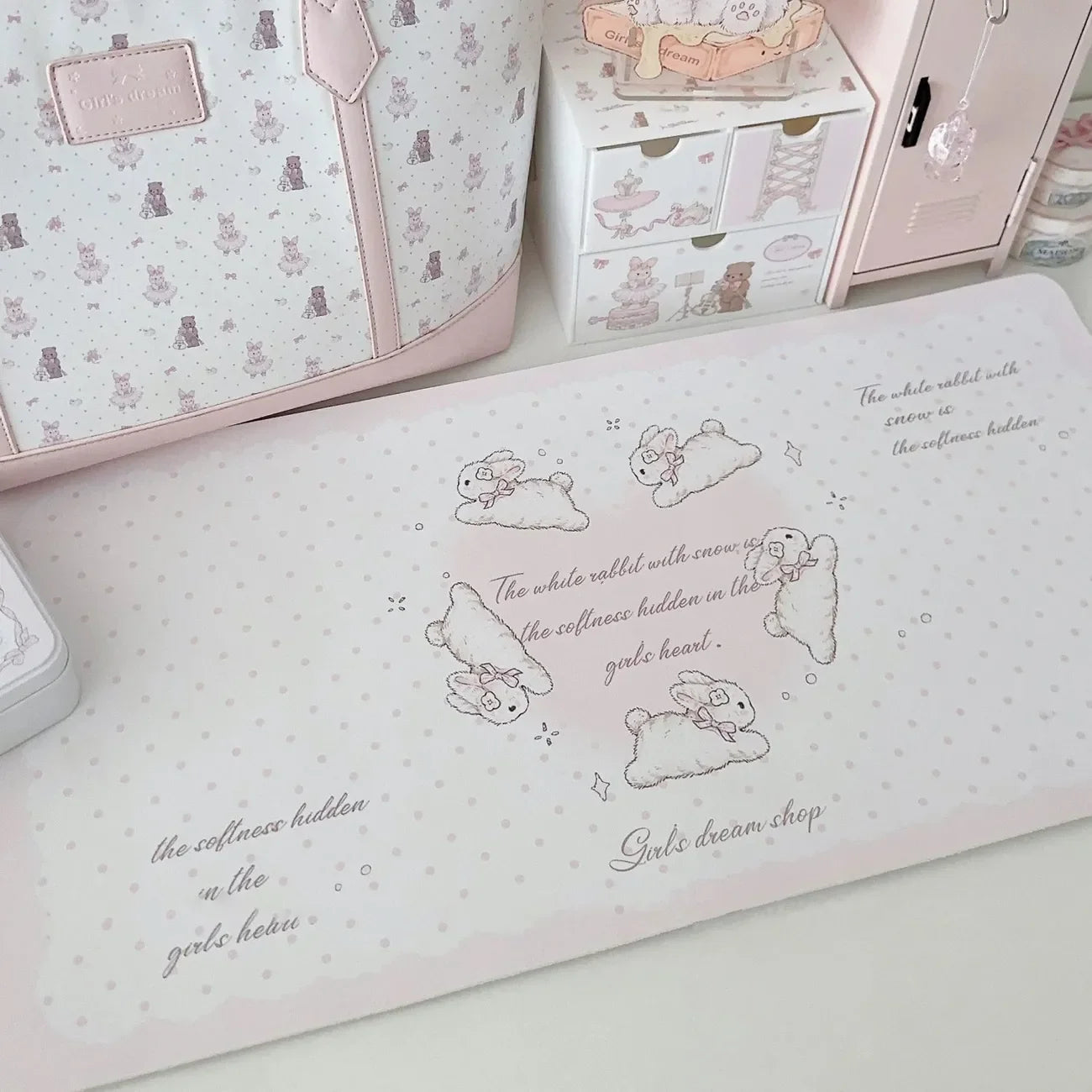 Protector de almohadilla de escritorio de cuero, alfombrilla de ratón de amor con gradiente de conejito rosa, alfombrilla de escritorio de oficina, impermeable, antideslizante, PU, secante de escritorio