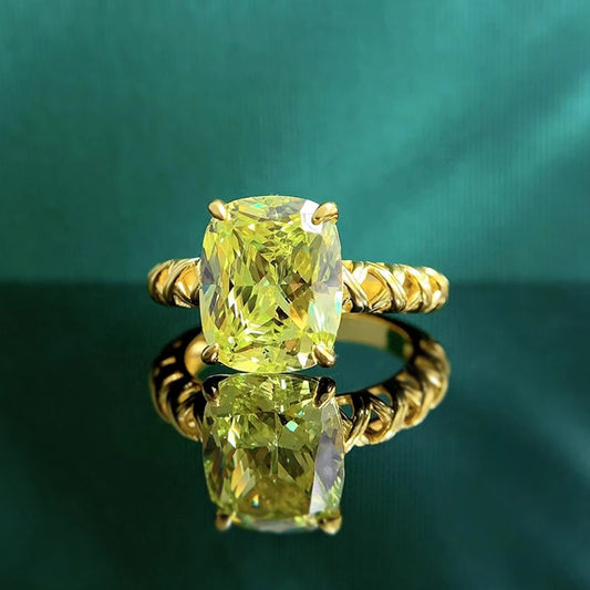 Wong Rain-Anillo de Plata de Ley 925 chapado en oro de 18K para mujer, anillo de joyería fina de boda con peridoto de 9x11MM, venta al por mayor