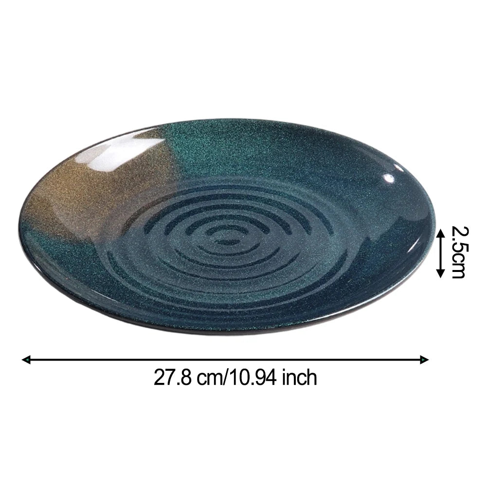 Juego de 6 Platos de Melamina Negros, Platos Planos con Ondas Concéntricas para Servir Platos Fríos, Filetes, para Restaurante, Hogar, Vajilla