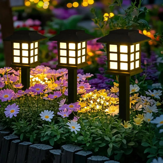 Paquete de 2 luces solares para caminos, lámpara Solar para exteriores, iluminación de paisaje impermeable para jardín, Patio, pasarela, entrada, decoración de acampada