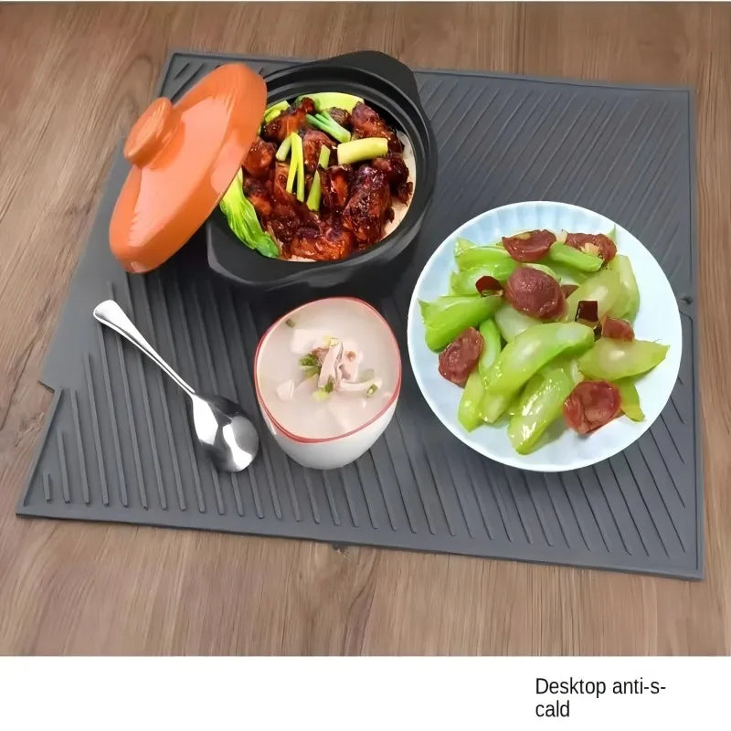Almohadilla de drenaje de silicona para secado de ollas, tapete para escurrir platos para vajilla de cocina, esteras antideslizantes, posavasos antiescaldaduras, utensilios de cocina, 1 ud.