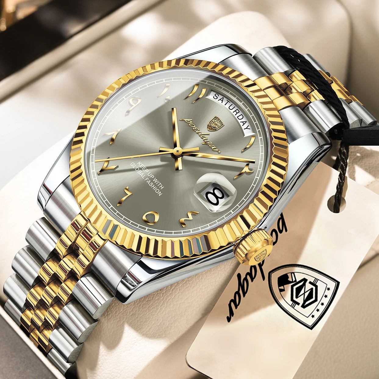 Reloj de Pulsera para Hombre de la Marca POEDAGAR, a la Moda, Resistente al Agua, con Fecha y Día de la Semana, Reloj de Negocios para Hombre, de Acero Inoxidable, de Alta Calidad, de Cuarzo