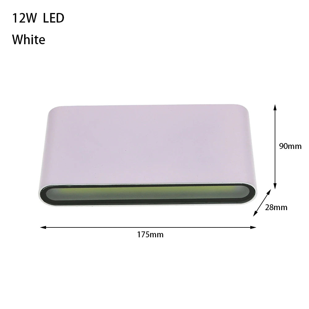Lámpara LED de pared impermeable para exteriores, 6W, 12W, 24W, dormitorio, sala de estar, balcón, lámpara de pared Exterior de aluminio, accesorios de aplique