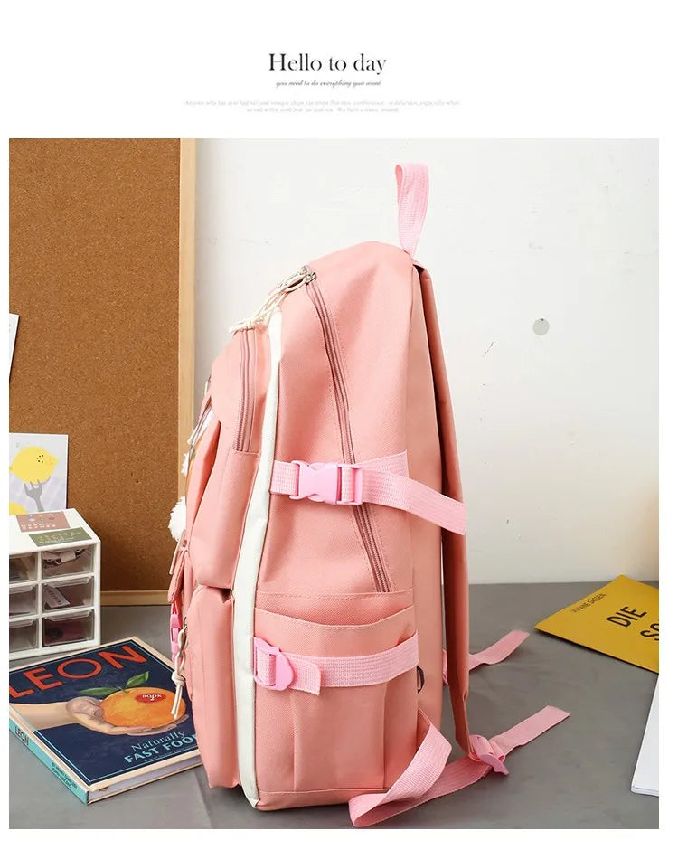 Mochila escolar Kawaii para niños y niñas, conjunto de 4 piezas, mochilas escolares para adolescentes y niñas