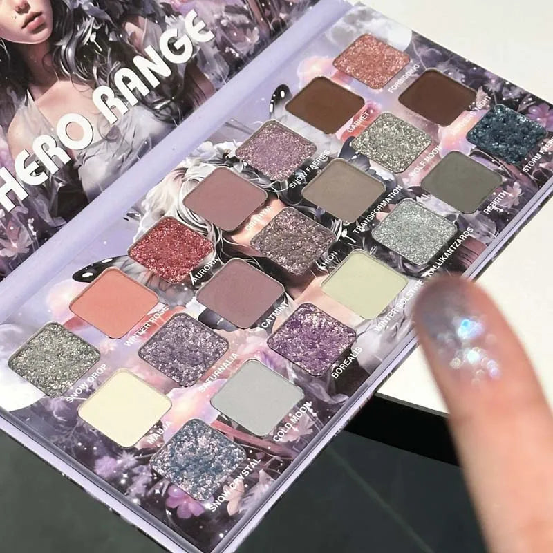 Paleta de sombra de ojos camaleón de 21 colores, luna fría, pigmentos brillantes mate multifuncionales, maquillaje de larga duración