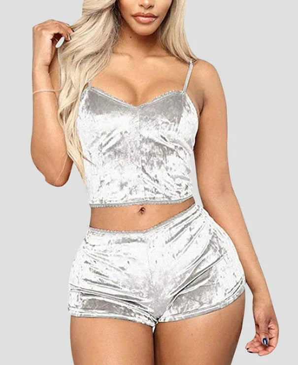 Conjunto de Pijamas para mujer, Pijamas sexis de terciopelo satinado de seda rosa y roja, ropa para dormir, bata, conjuntos de lencería Sexy, ropa de dormir