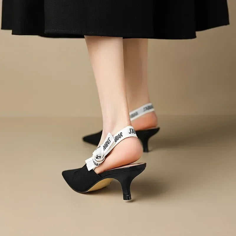 Sandalias de tacón de aguja elegantes con diseño de letras y cordones para mujer, ideales para fiestas, colección Verano 2026