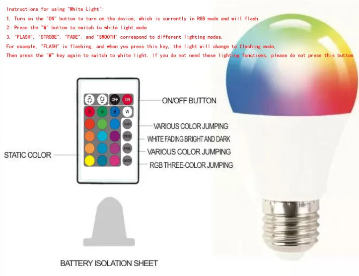 Bombilla LED RGB de 16 colores, Bombilla Multicolor E27 220V, iluminación del hogar regulable, 24 teclas, Control remoto, lámpara inteligente, luz de ambiente