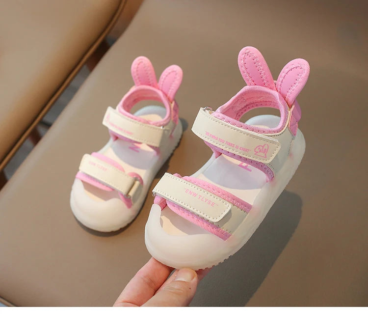Sandalias de dibujos animados para niños y niñas, zapatos de playa suaves, informales, antideslizantes, color rosa verdoso, de 2 a 12 años