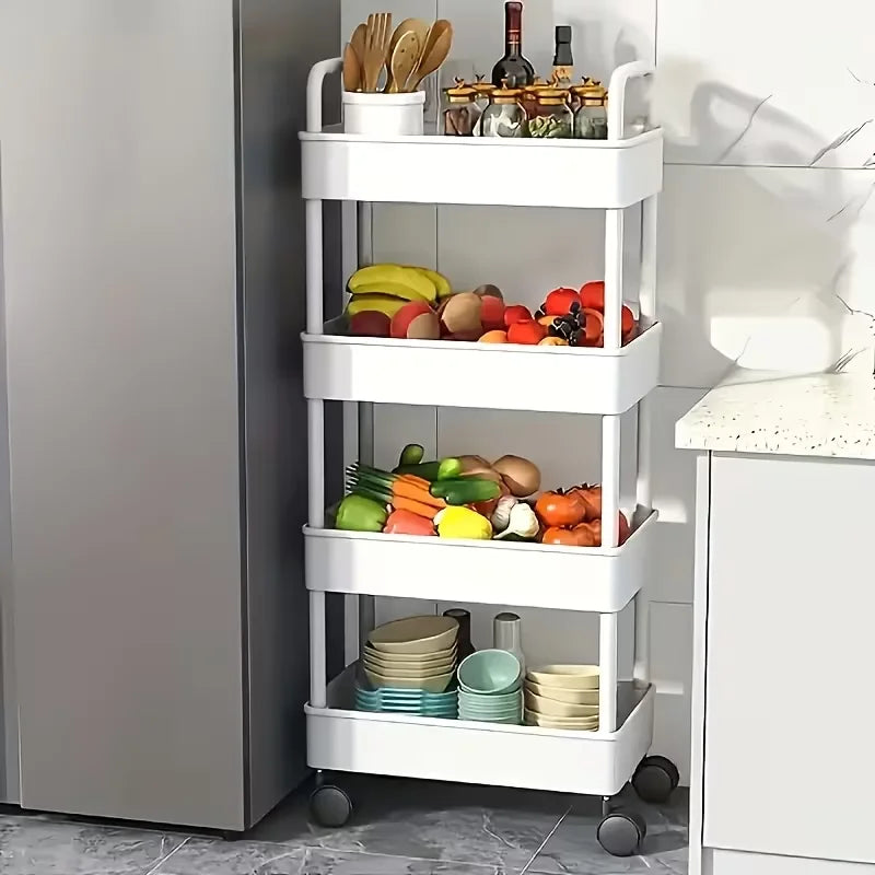 Carrito de almacenamiento de 4 niveles - carrito rodante multifuncional, adecuado para la cocina, el baño, la habitación de los niños, el dormitorio y más