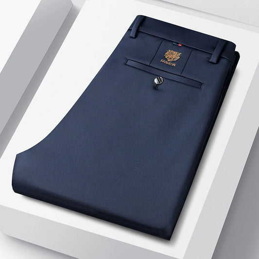 Pantalones de Traje Delgados de Verano para Hombre, Estilo Holgado y Recto, de Cintura Alta, Formales, para Trabajo, Talla Grande 40