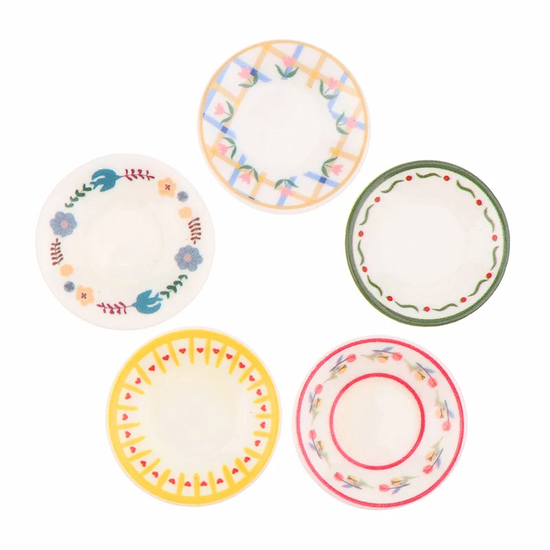 Mini platos para casa de muñecas, modelo de casa de muñecas, decoración de cocina de simulación, accesorios para casa de muñecas, juguetes para juego de imitación, 5 uds., 1/12