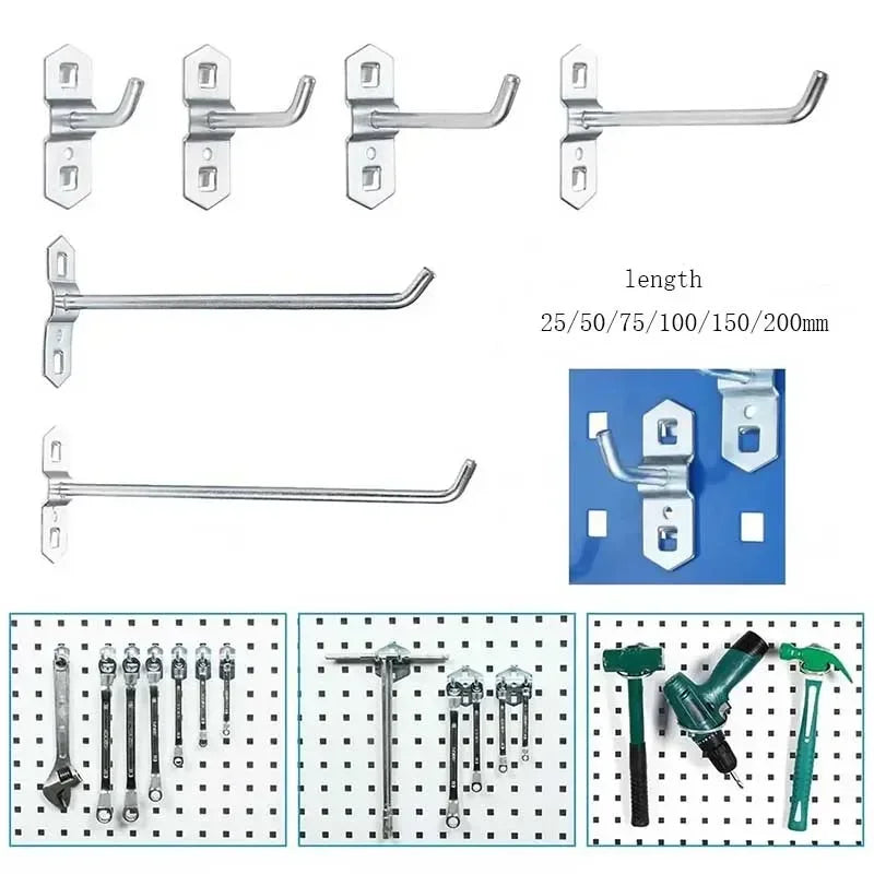 Ganchos para tablero perforado, perchas oblicuas individuales de acero para organización de herramientas de garaje, llavero para utensilios de cocina, 1-10 Uds.