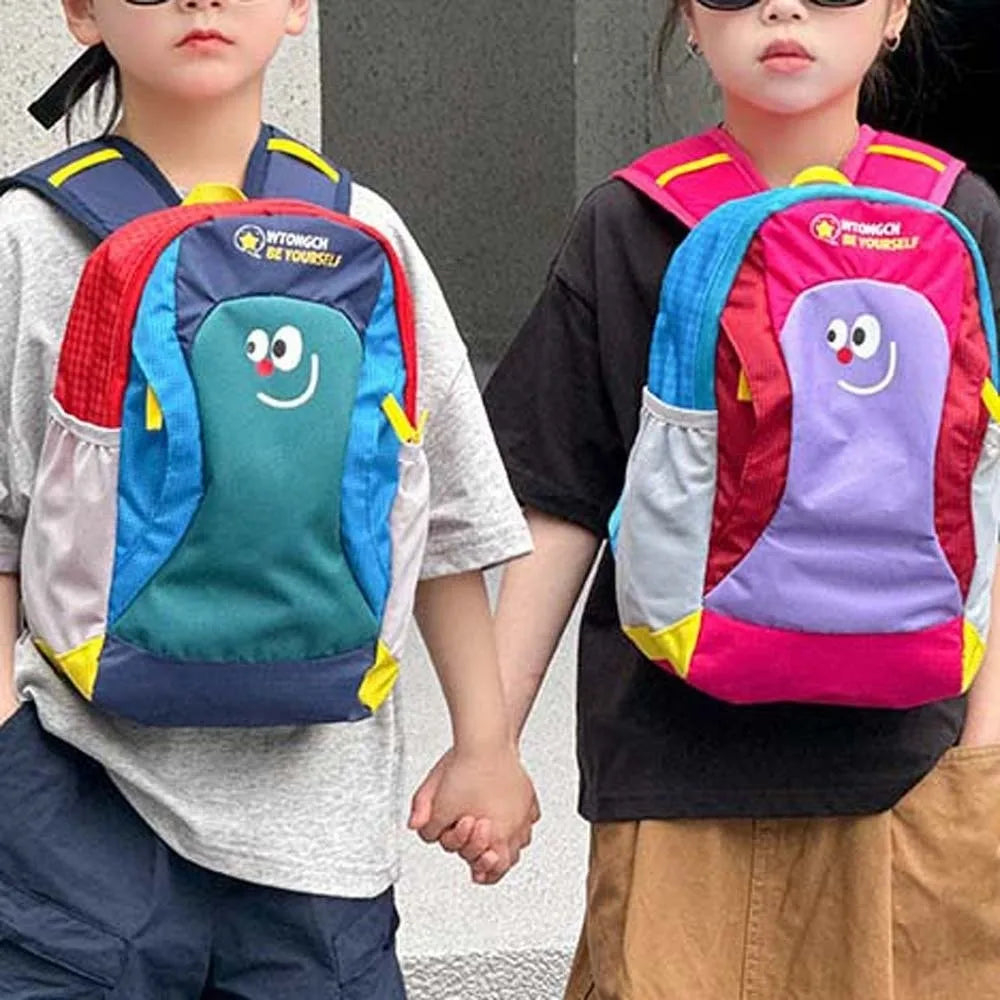 Mochila de tela Oxford para niños, mochila ergonómica con dibujos animados para guardería, mochila ligera y duradera con bloques de color para estudiantes