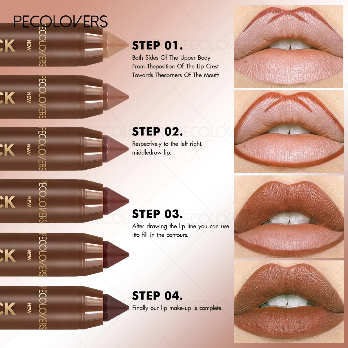 Delineador de labios y lápiz labial 2 en 1 (1 unidad): acabado mate, para definir el contorno de labios, se adapta a estilos de maquillaje de otoño e invierno