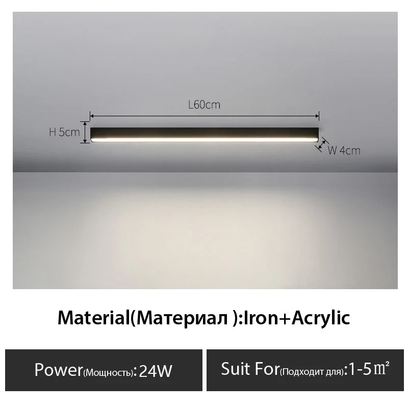 Luces de techo para balcón, lámpara LED de tira larga para pasillo, dormitorio, comedor, sala de estar, guardarropa, lámpara de techo, decoración de cocina de isla