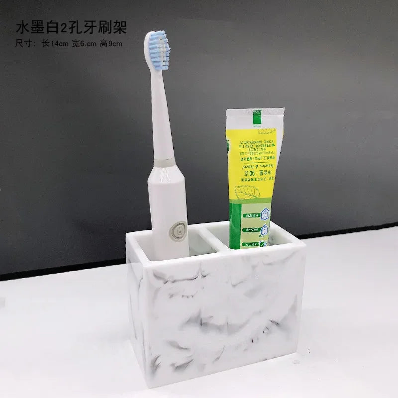 Juego de baño nórdico con diseño de mármol, accesorios de baño de resina, soporte para cepillo de dientes, dispensador de jabón, bandeja para platos