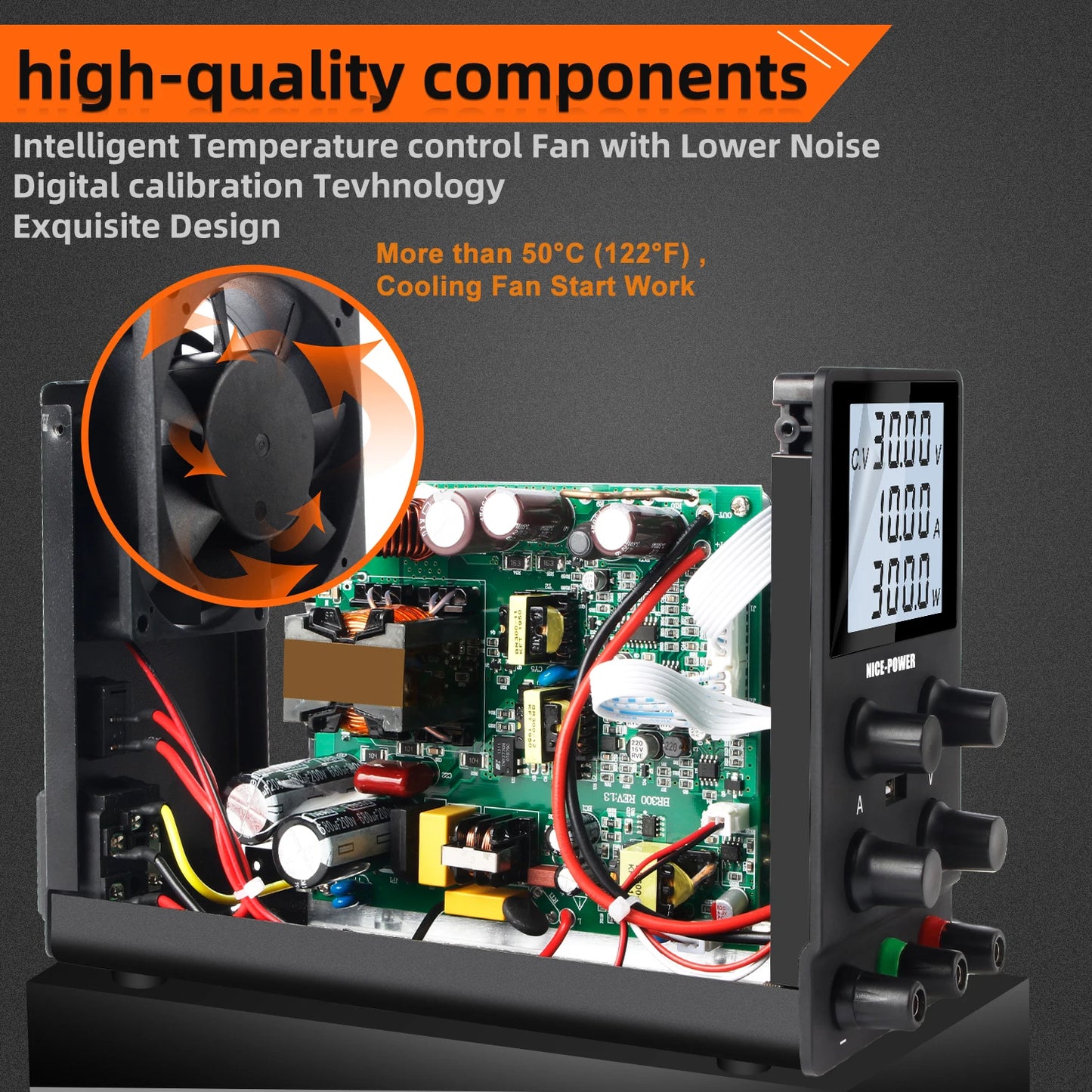 NICE-POWER Fuente de alimentación CC Variable, conmutada ajustable, fuentes de alimentación de laboratorio de banco regulado de alta precisión, interruptor CC/CV automático