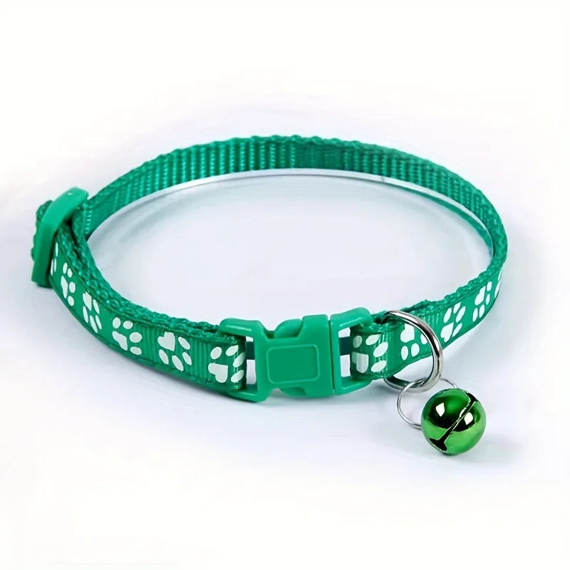 Collar de Moda para Gatos, con Patrón Colorido y Campana, Ajustable, para Gatos y Gatitos, Collar con Anillo DIY, Accesorios para Mascotas
