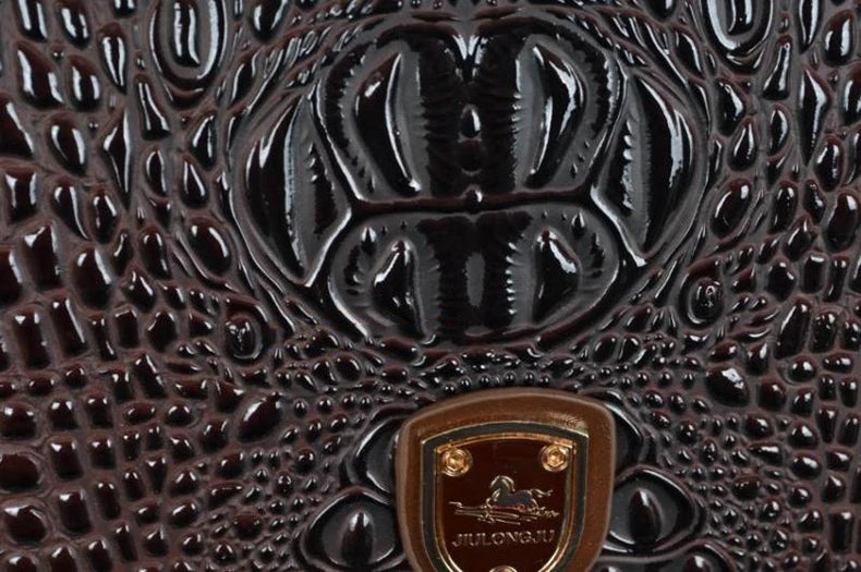 Equipaje rodante de cuero con patrón de cocodrilo, maleta con ruedas de embarque de 16/20/24 pulgadas, equipaje de viaje de cuero real para hombres y mujeres