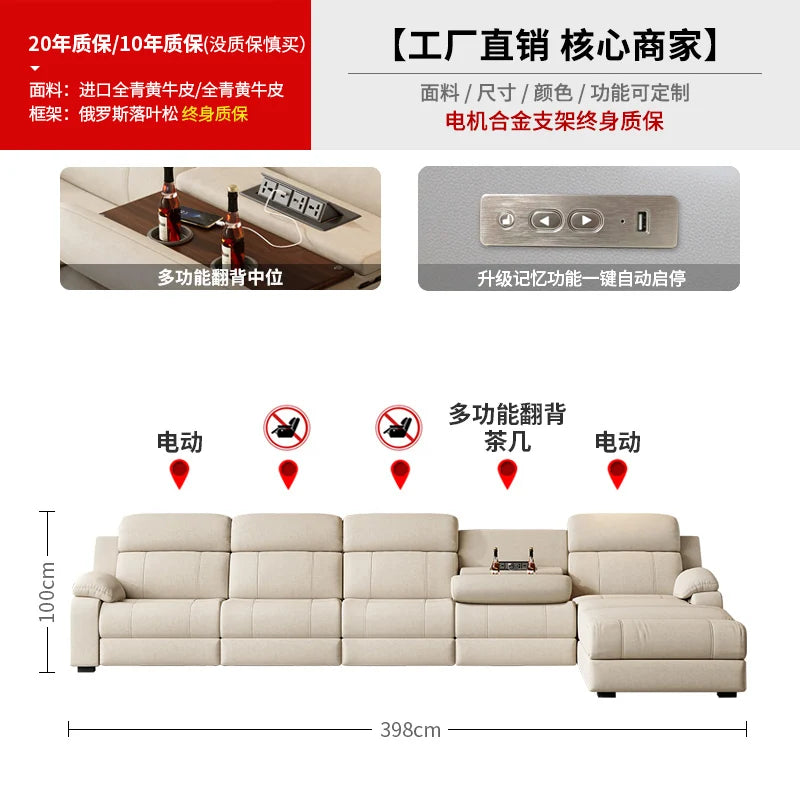 Sofá de tela eléctrico multifuncional, chaise longue recta ajustable, cómodo, individual, para varias personas, mueble para el hogar
