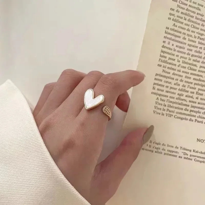 Exquisito anillo abierto de amor blanco de circón para mujer, accesorio diario personalizado a la moda, joyería de fiesta, regalo de cumpleaños