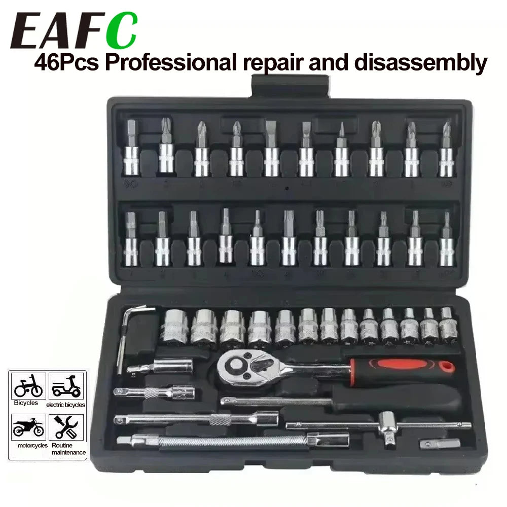 Nuevo Kit de herramientas de reparación de automóviles 46 unids/set juego de enchufes herramienta de reparación de automóviles llave dinamométrica de trinquete Combo juego de herramientas de reparación de automóviles