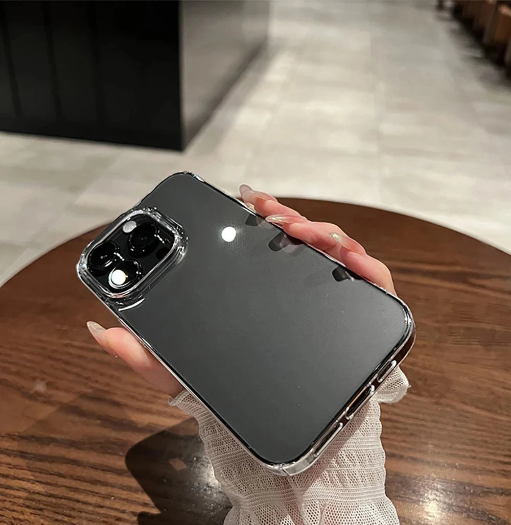 Fundas de parachoques transparentes a prueba de golpes de lujo para iPhone 16 15 14 13 12 11 Pro Max Plus accesorios de cubierta de teléfono acrílico suave transparente