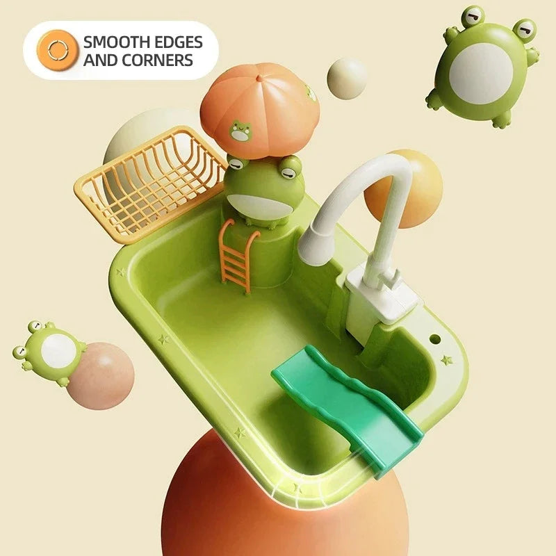 Juguetes de Cocina Eléctrica para Niños y Niñas, Grifo Simulado, Lavavajillas, Juego de Imitación de Cocina, Comida, Verduras, Juego de Roles, Regalos para Niños